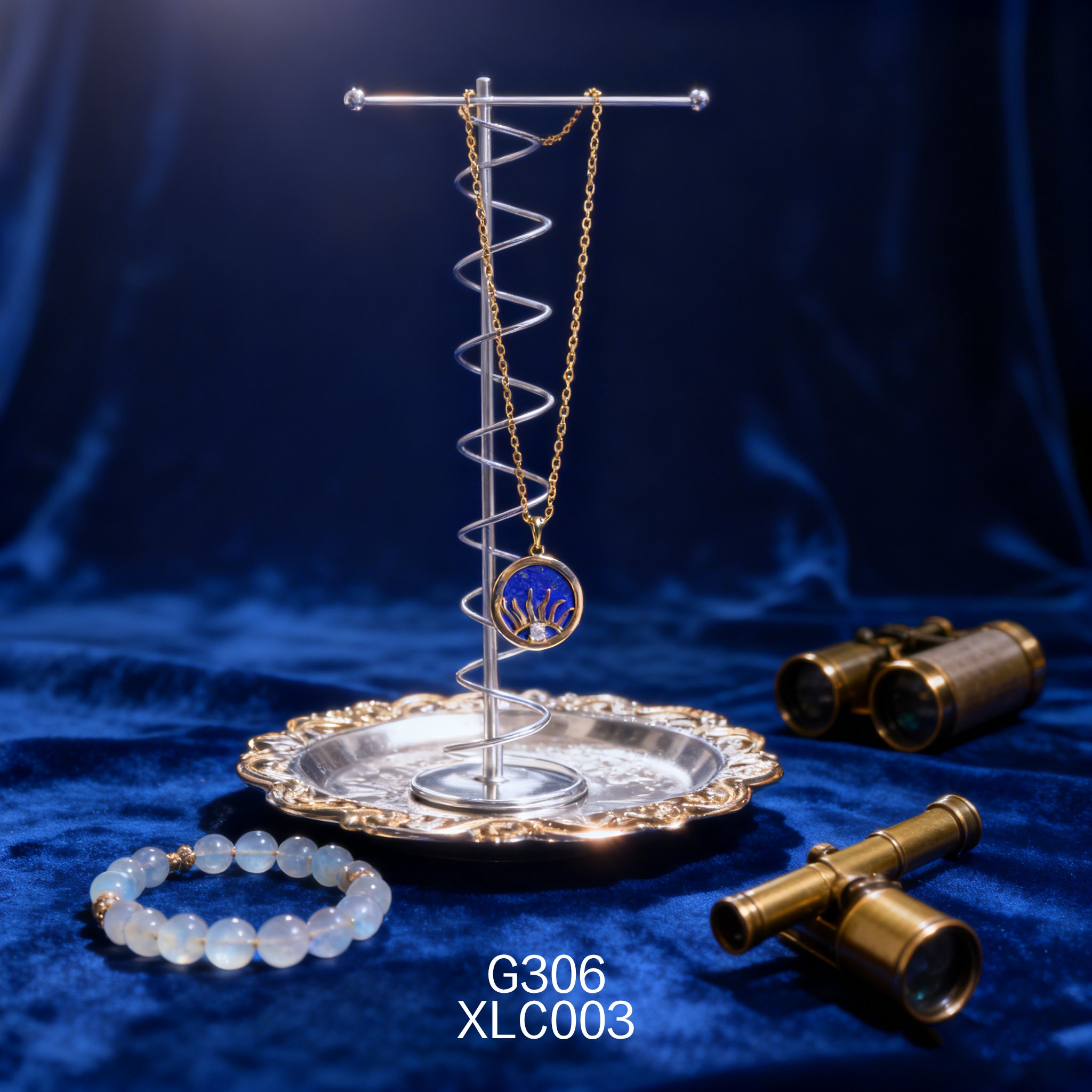 Gold-plated 15mm Evil Eye Lapis Lazuli Necklace