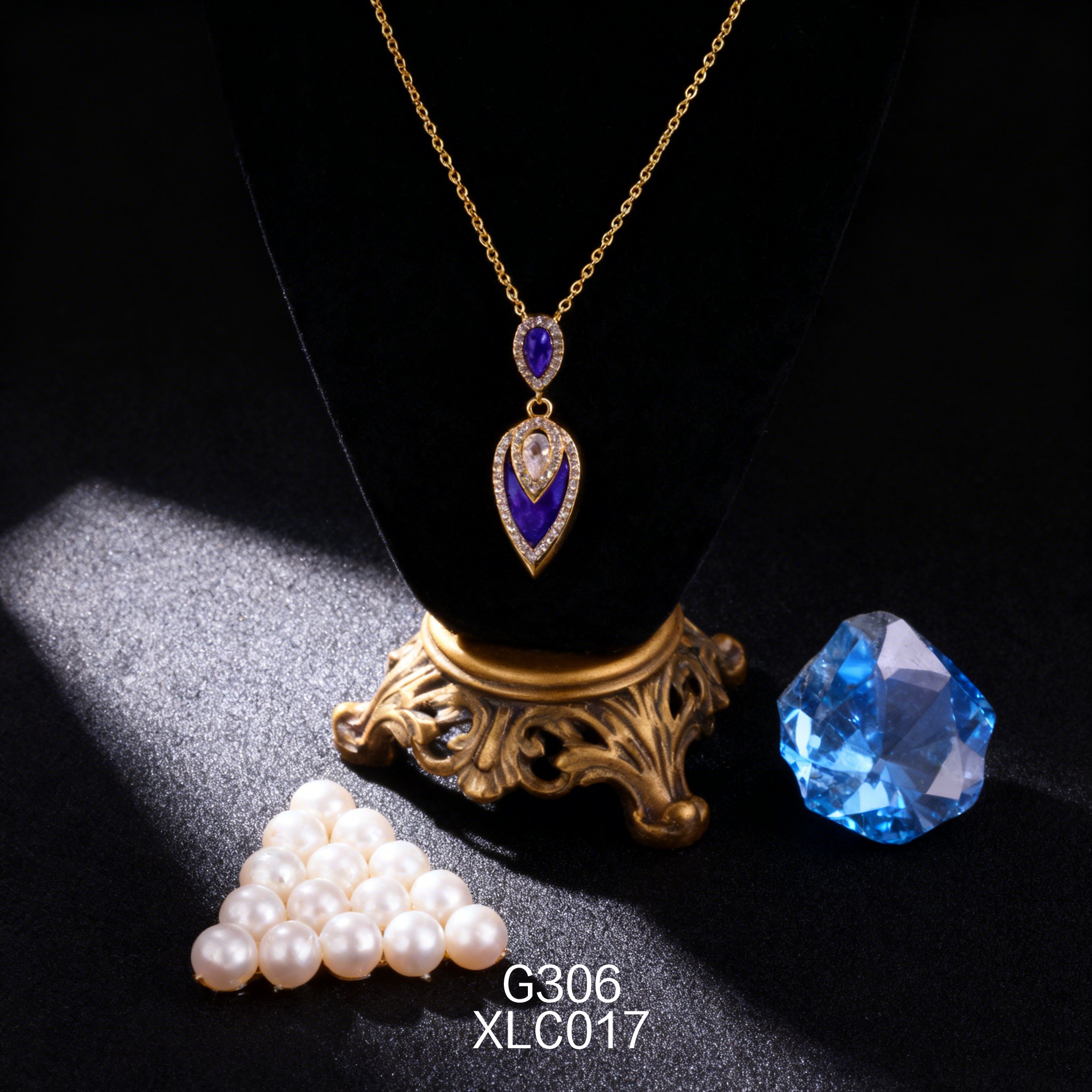 電鍍黃金梨形 8.5ｘ14mm 青金項鍊