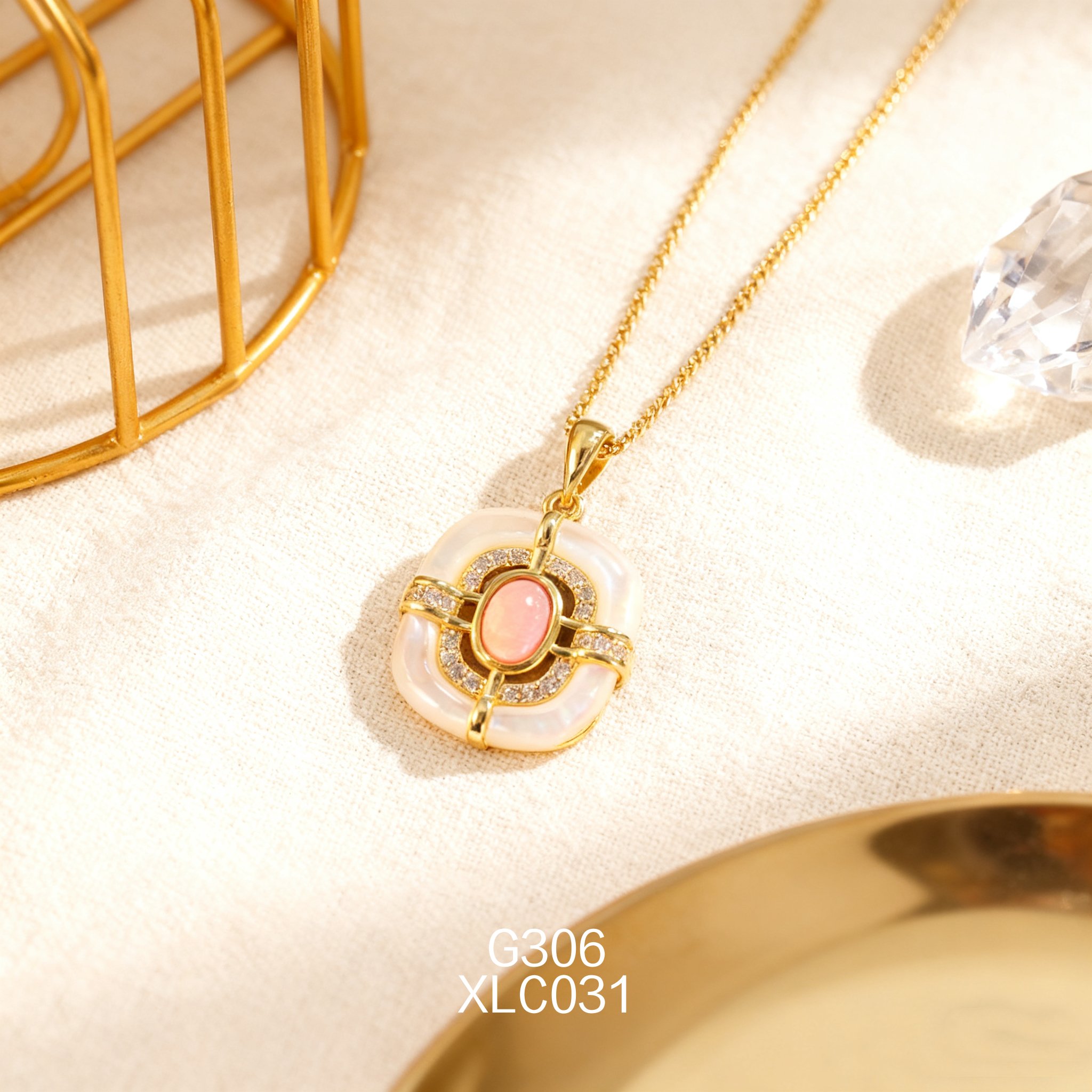 Gold-plated Royal Style Mother of Pearl + Abalone Necklace