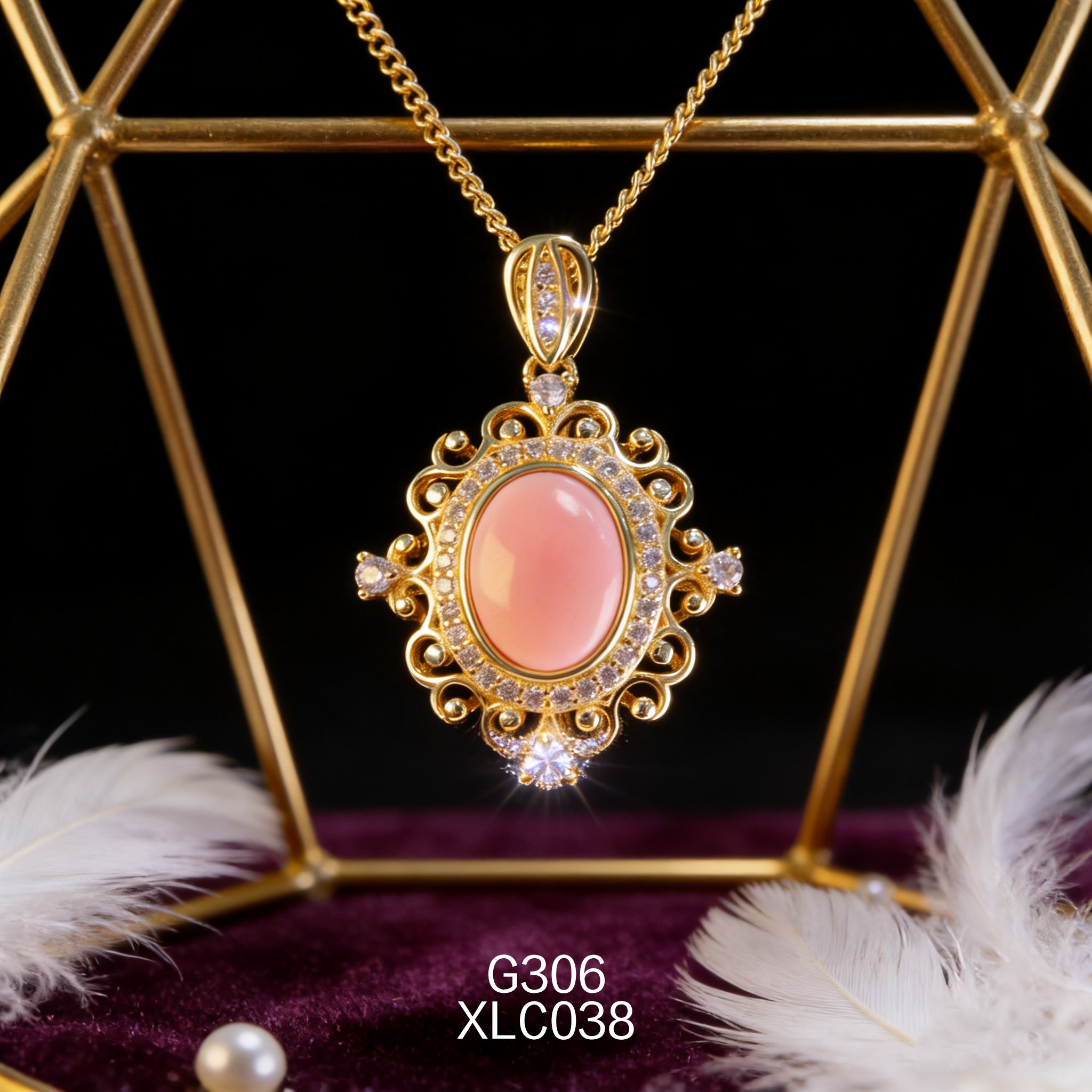 Gold-plated Zirconia 7 x 9mm Abalone Necklace