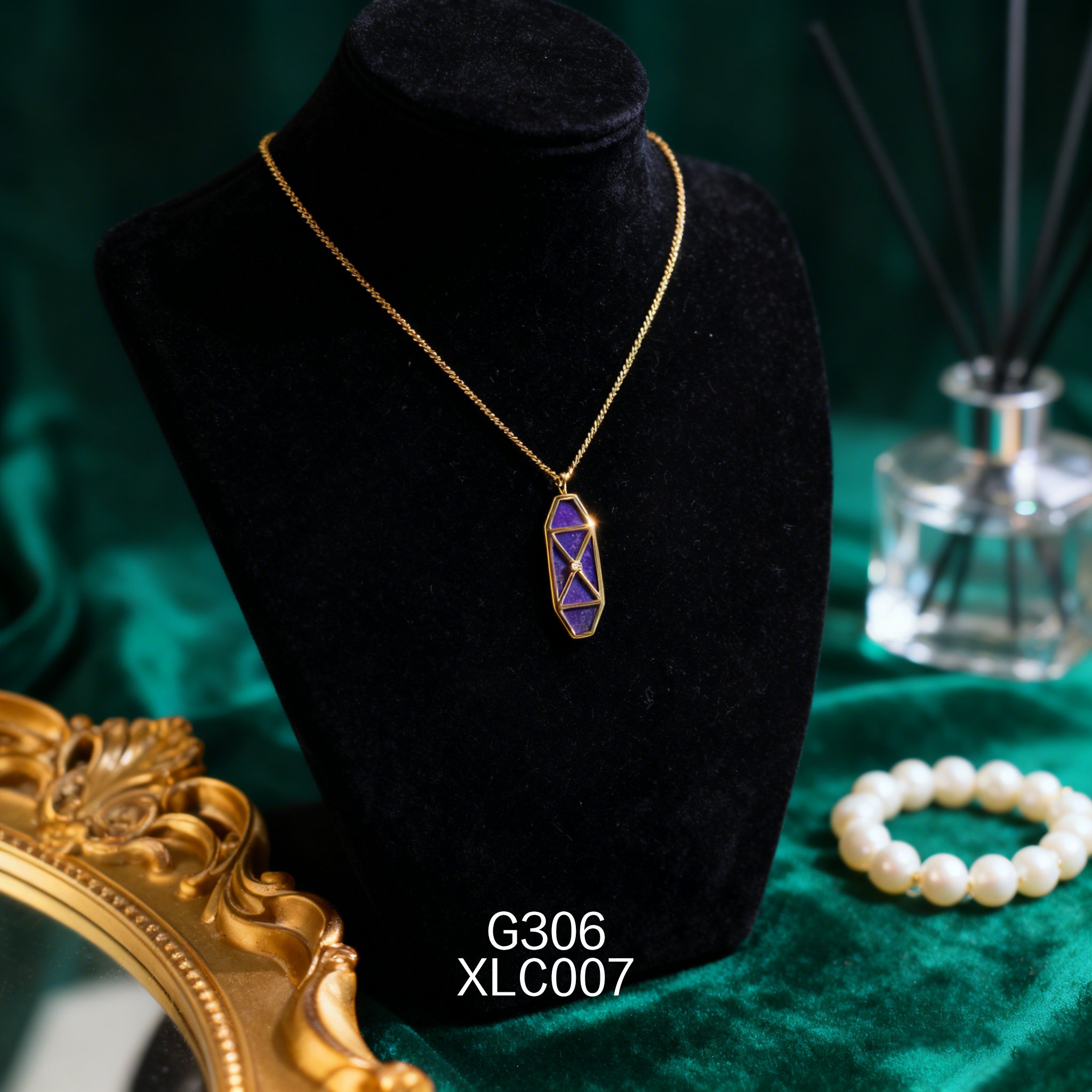 电镀黄金 8 x 23mm 六角青金项链