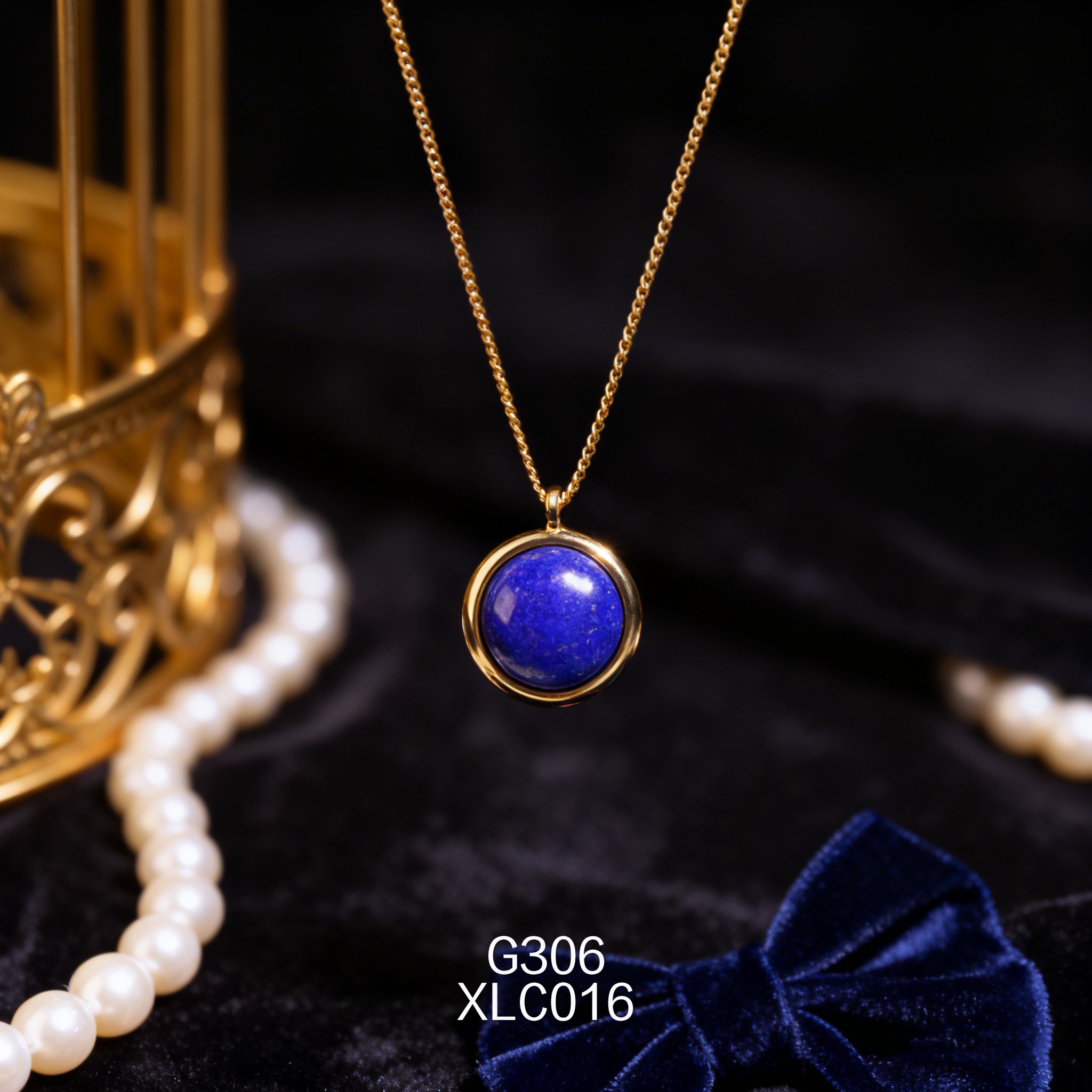 电镀黄金青金石项链