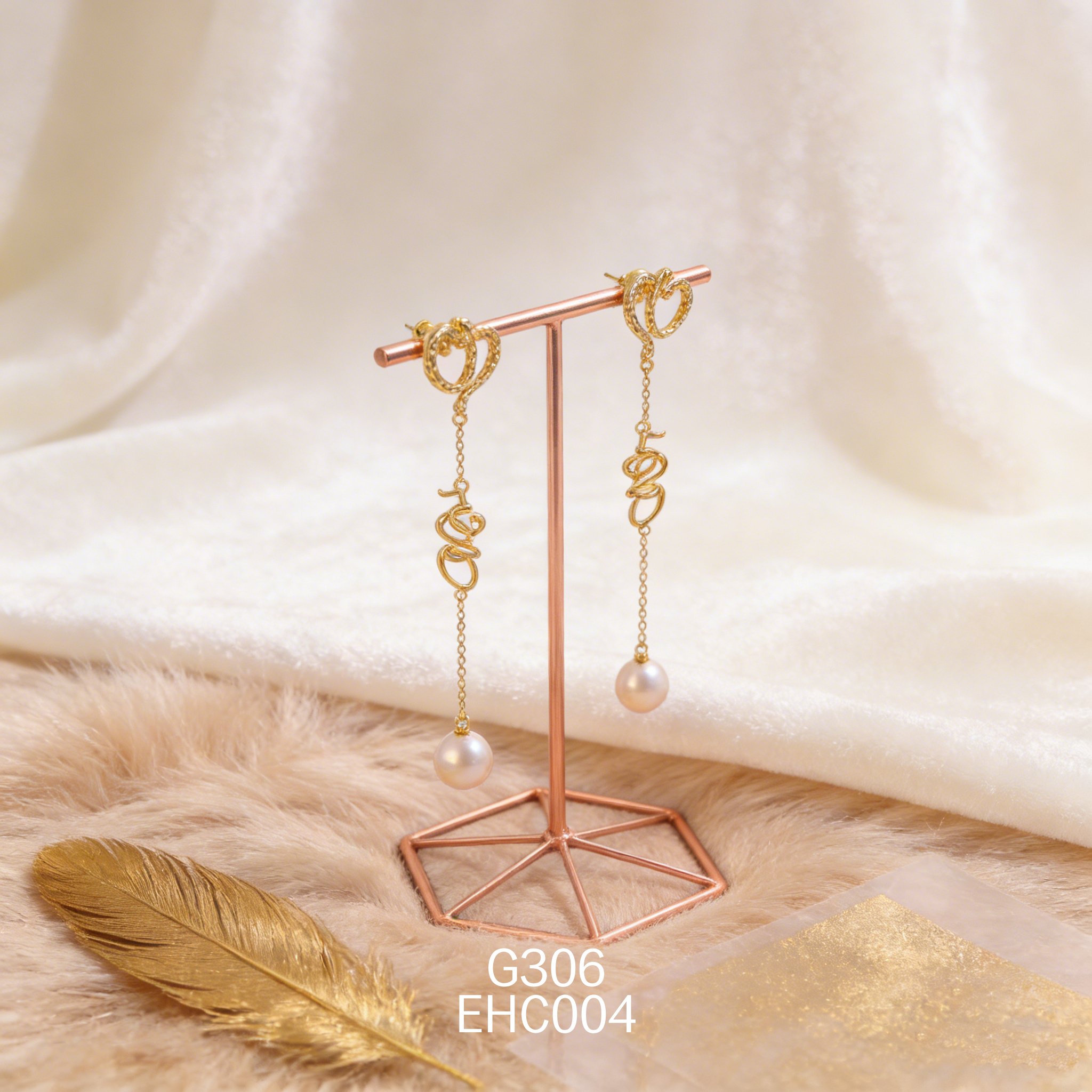 电镀黄金珍珠耳环