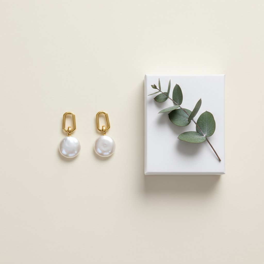 Gold-plated White Pearl Earrings