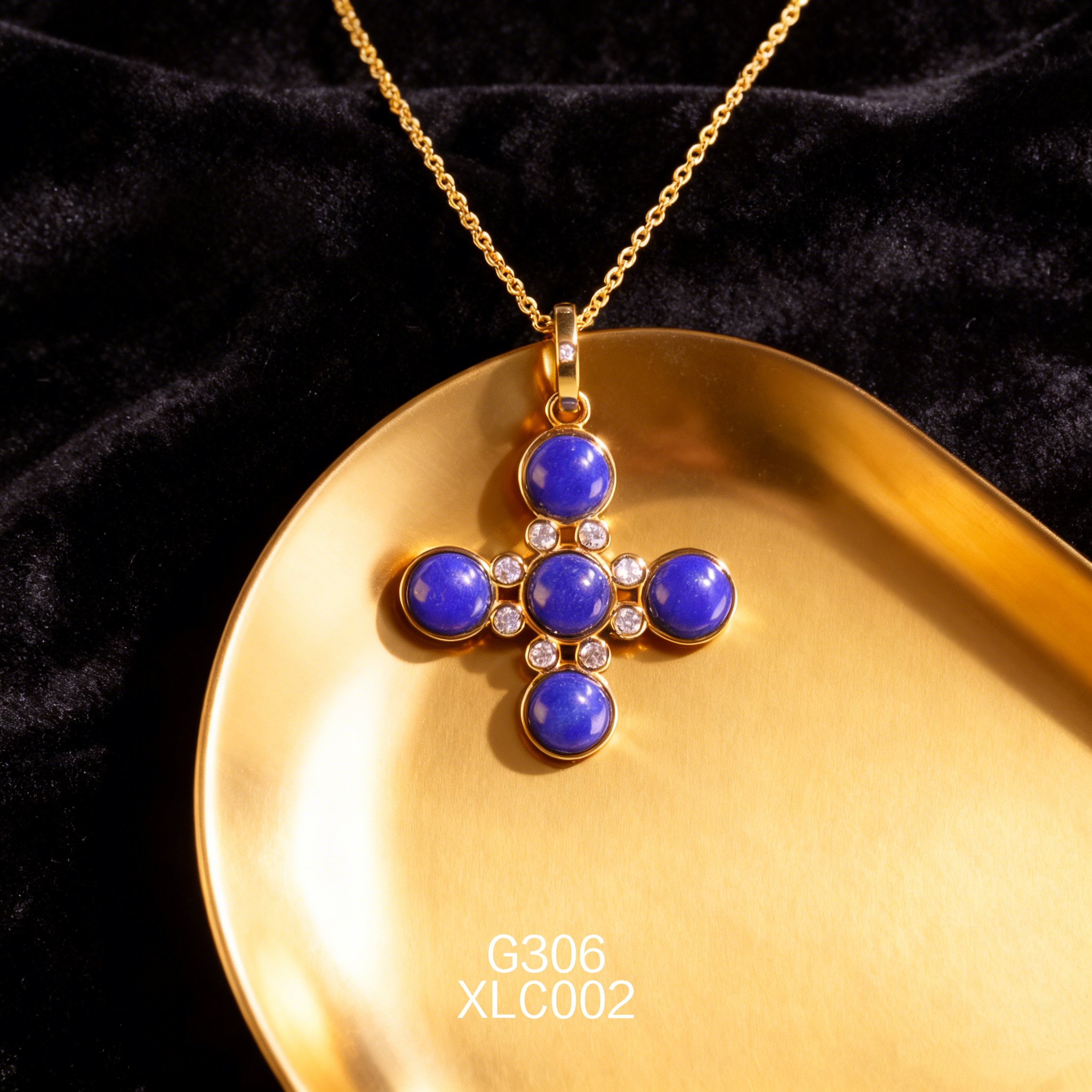 Gold-plated 6.3mm Lapis Lazuli Necklace