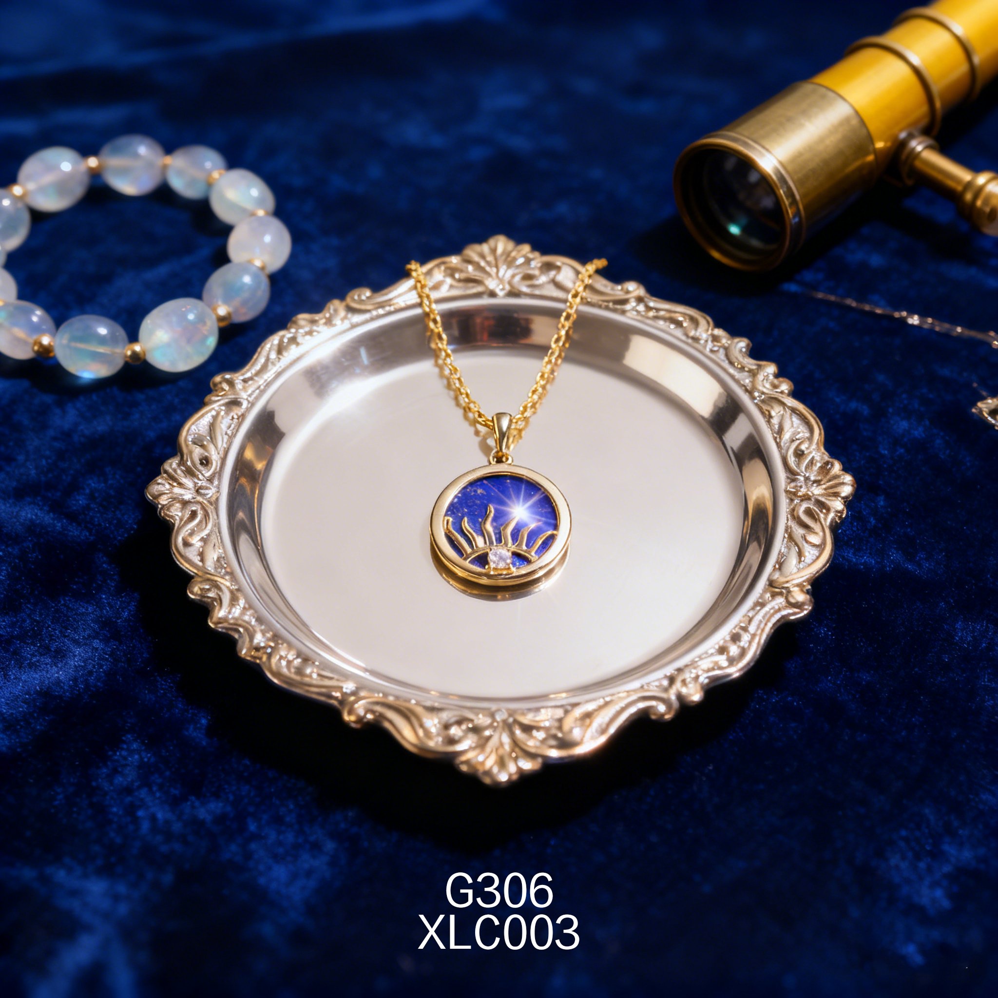 Gold-plated 15mm Evil Eye Lapis Lazuli Necklace