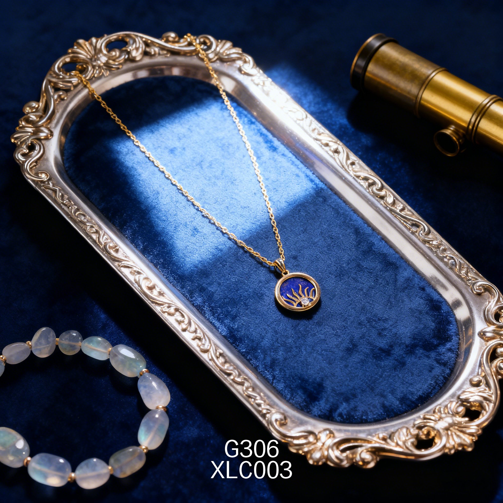 Gold-plated 15mm Evil Eye Lapis Lazuli Necklace