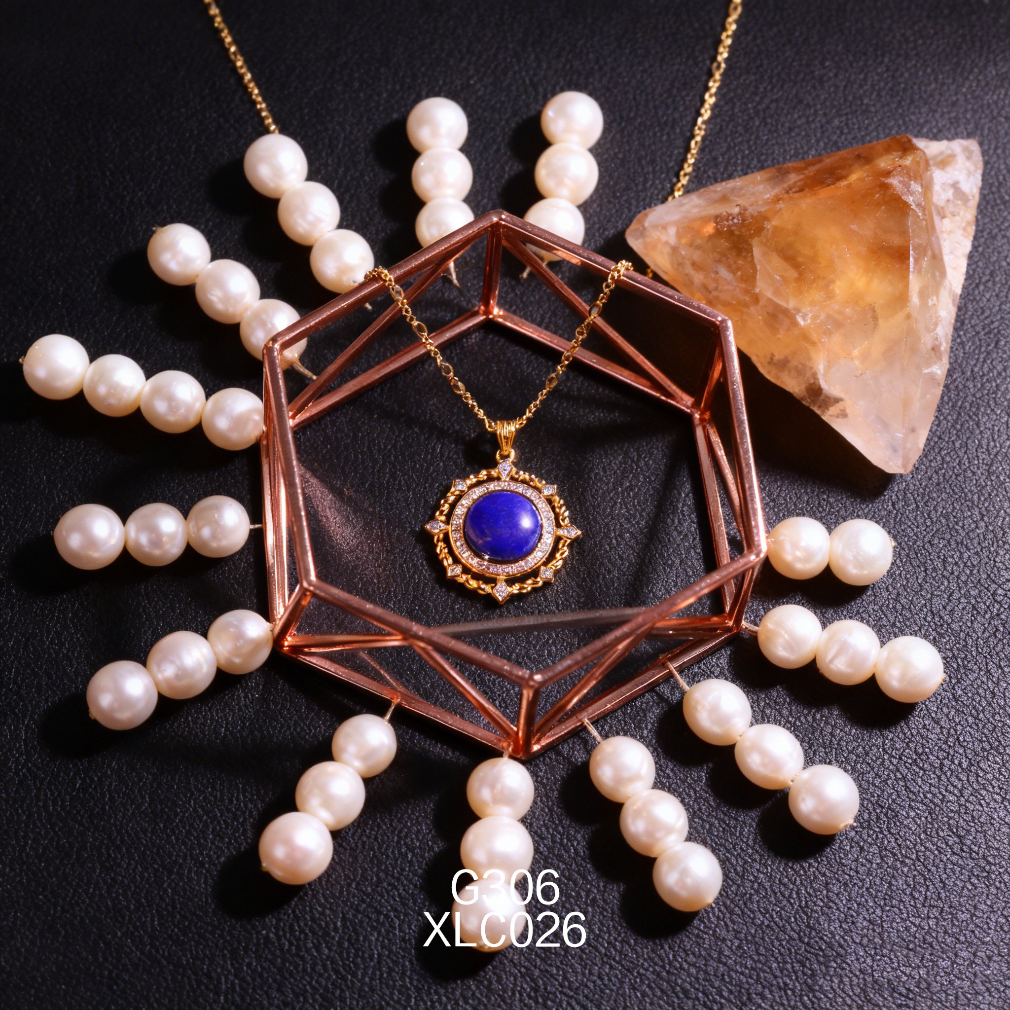 Gold-plated 13mm Round Niche Lapis Lazuli Necklace