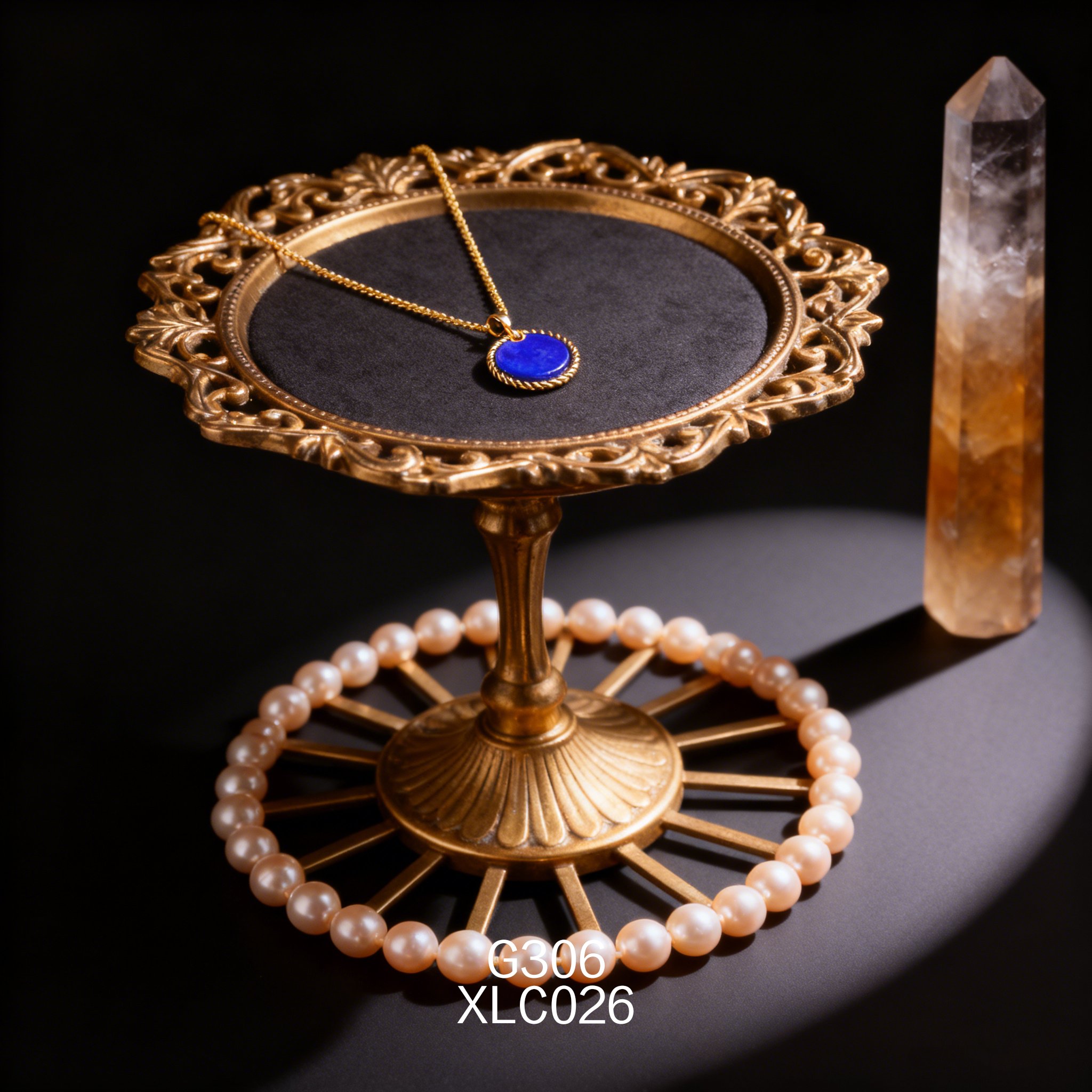 Gold-plated 13mm Round Niche Lapis Lazuli Necklace