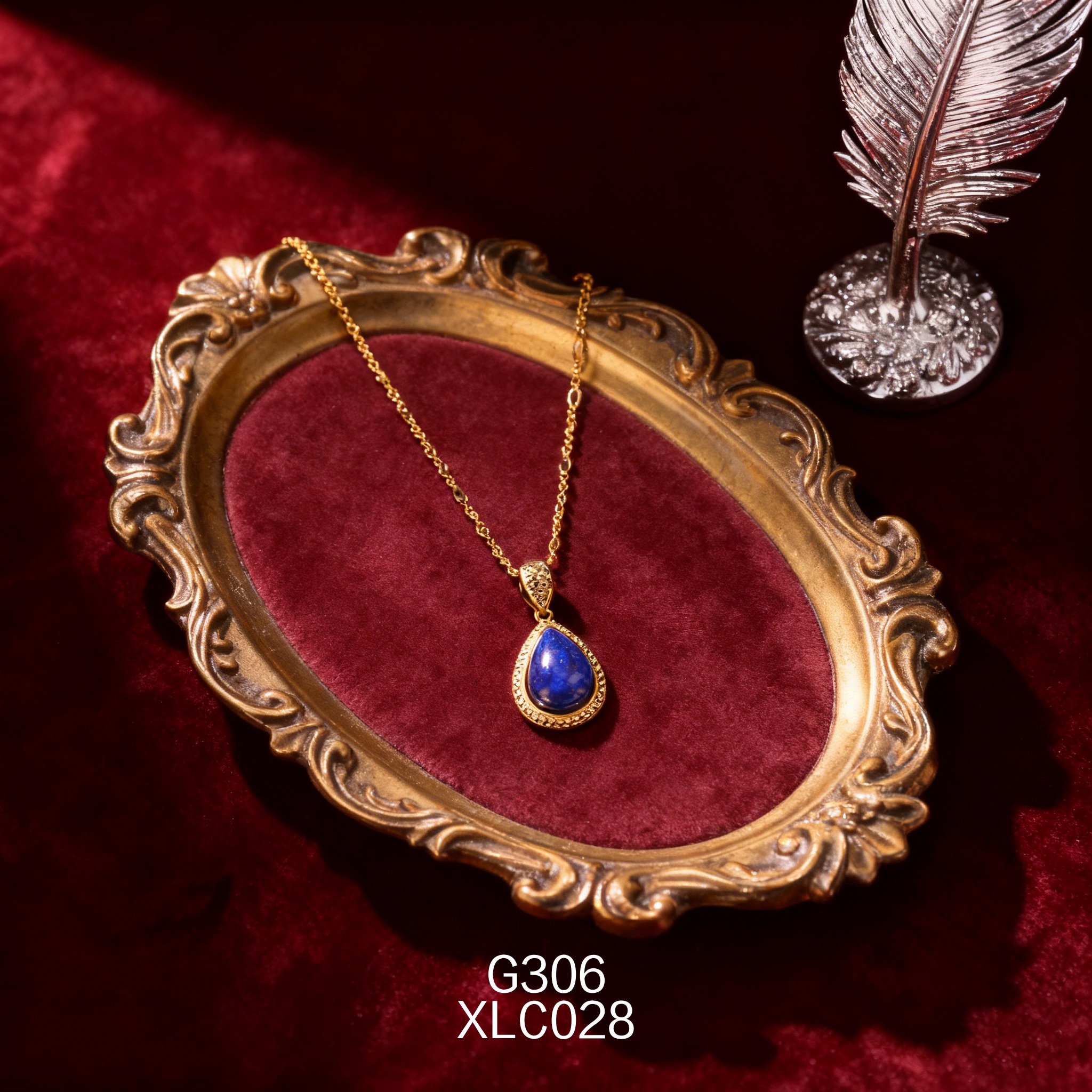 Gold-plated 11 x 15mm Teardrop Lapis Lazuli Necklace