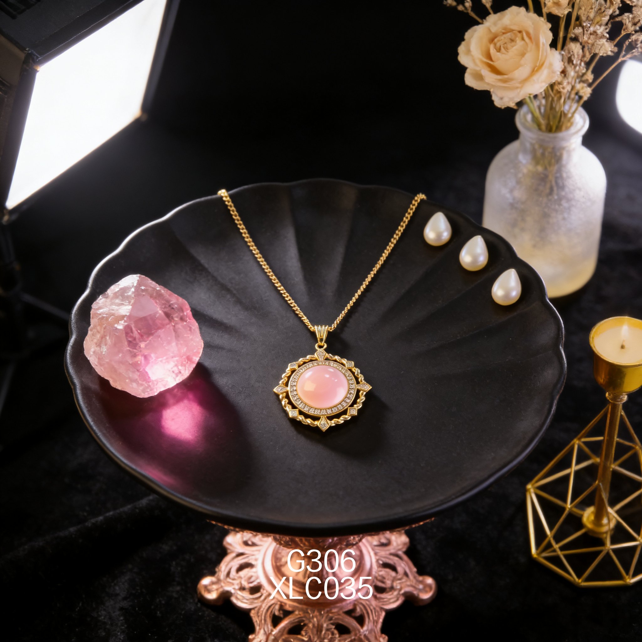 Gold-plated Zirconia 12.6mm Abalone Necklace