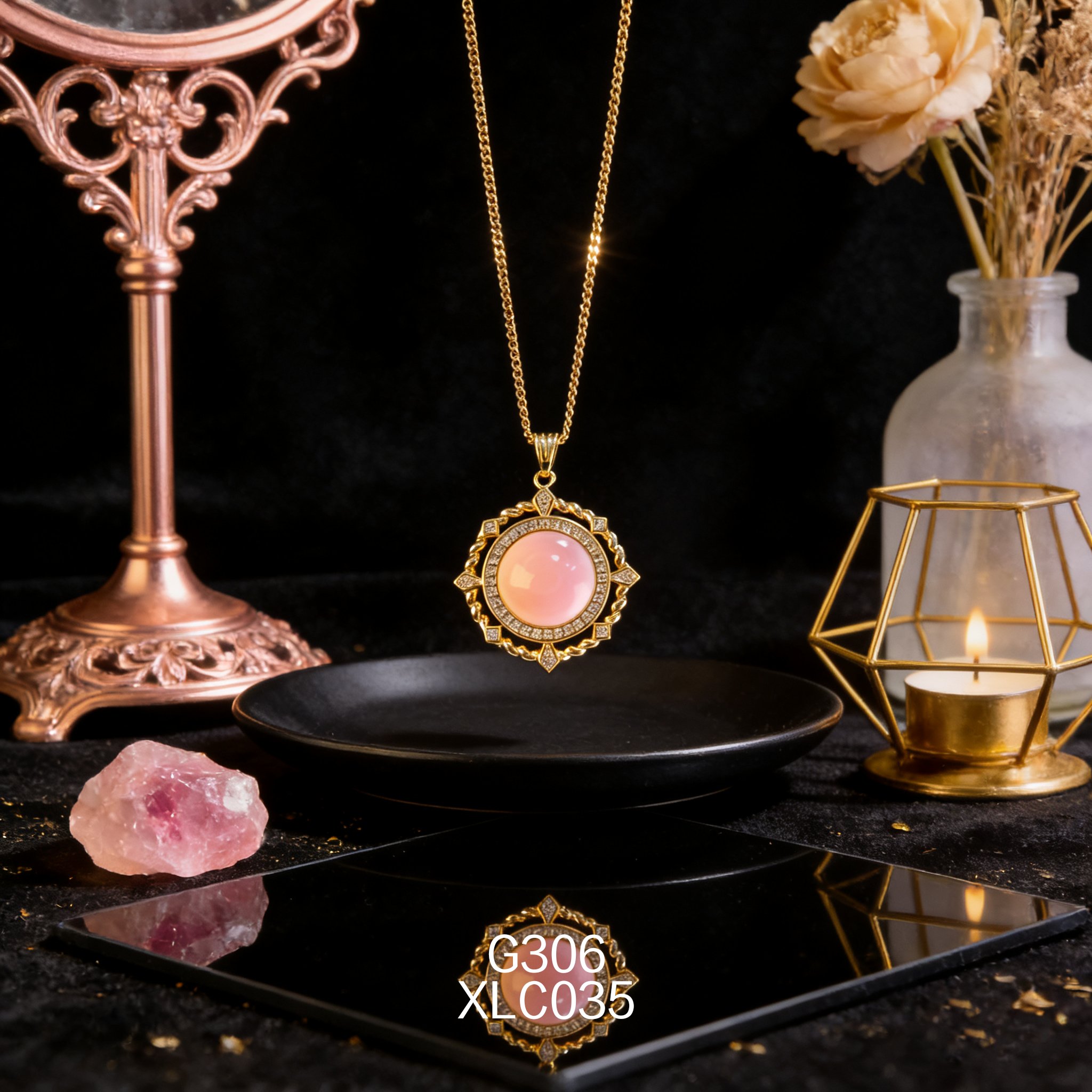 Gold-plated Zirconia 12.6mm Abalone Necklace