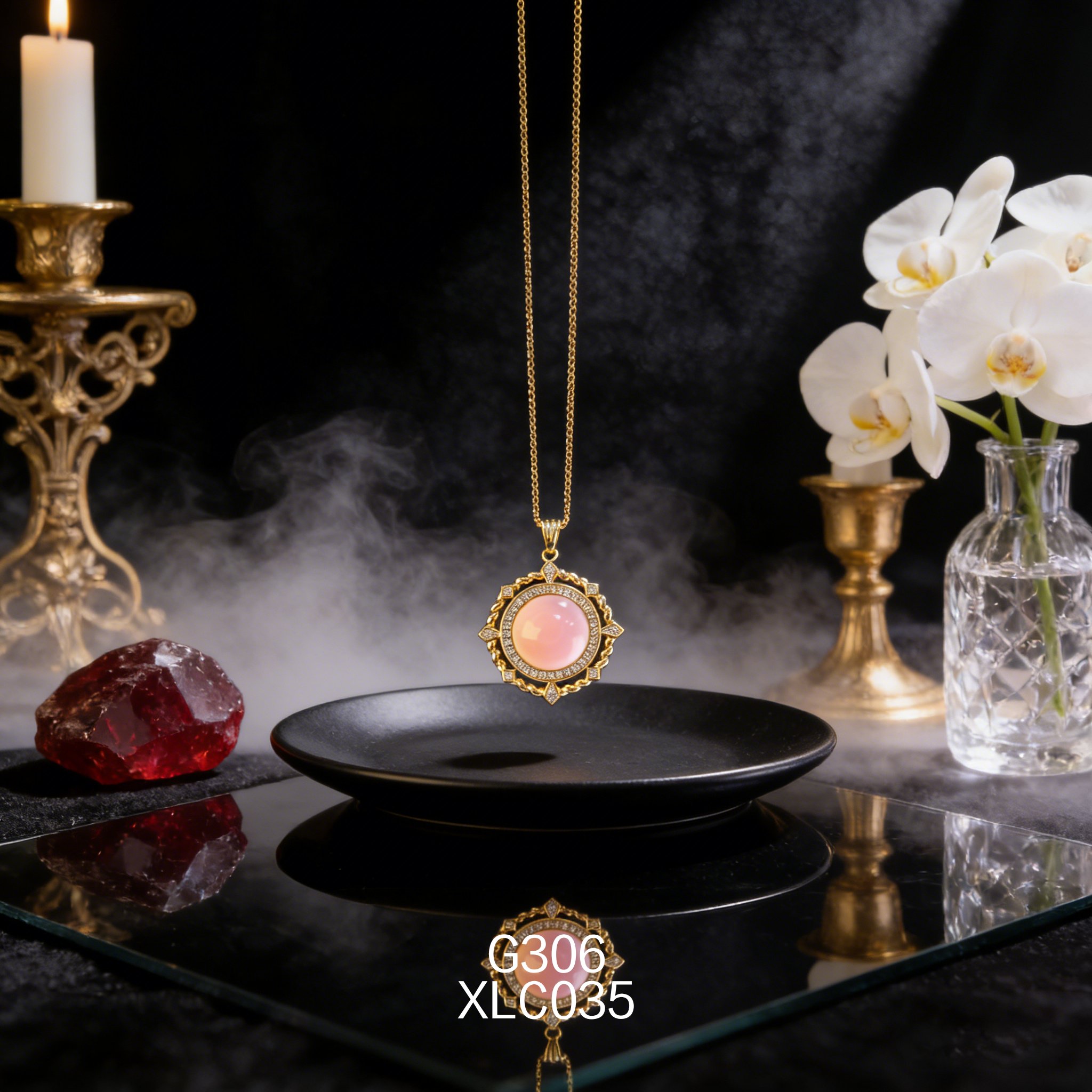 Gold-plated Zirconia 12.6mm Abalone Necklace