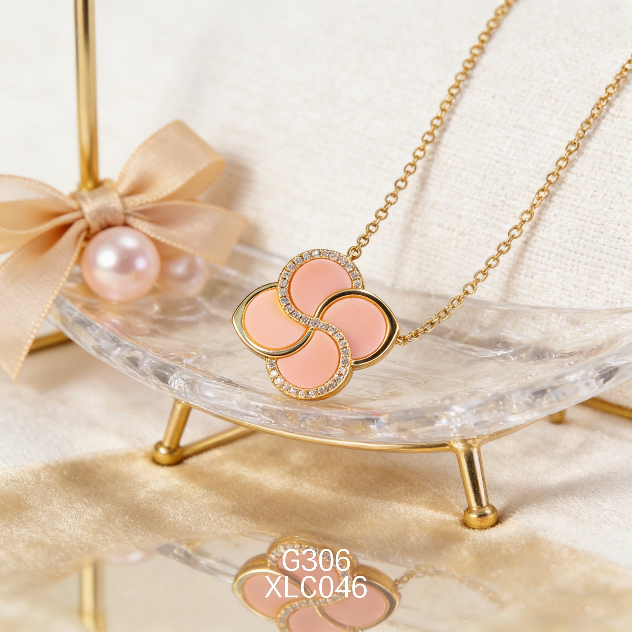 Collana placcata oro con Quadrifoglio in Zirconia e Abalone