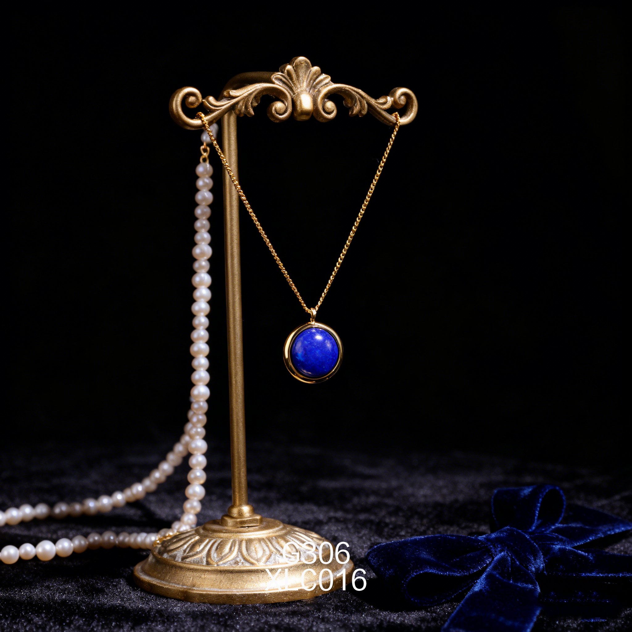 电镀黄金青金石项链