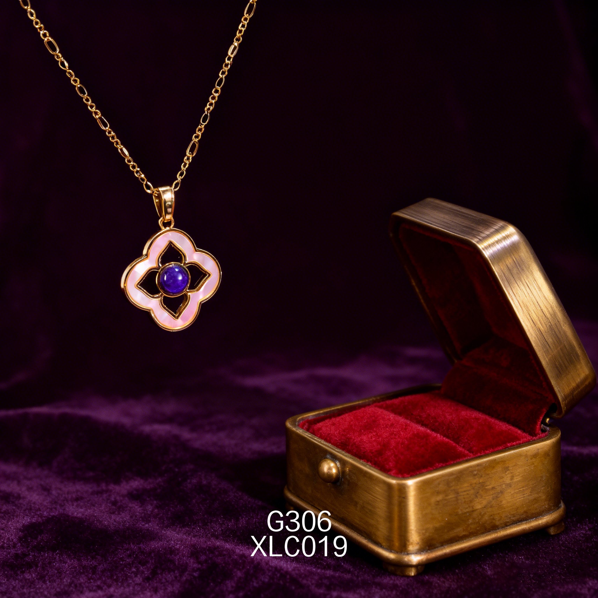 Collana placcata oro con Madreperla 18x2mm + Lapislazzuli 6x3mm