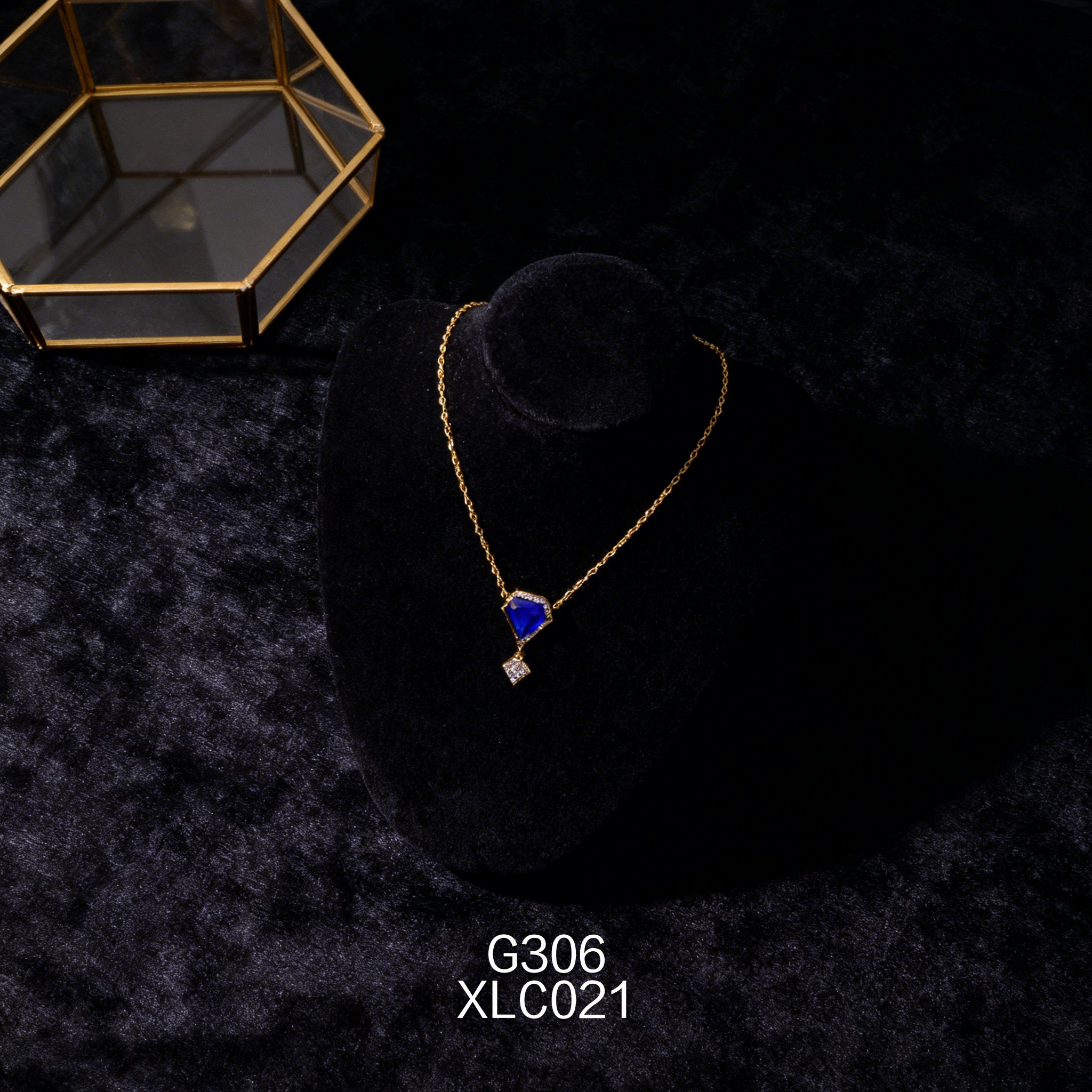 Gold-plated Zirconia 13mm Lapis Lazuli Necklace