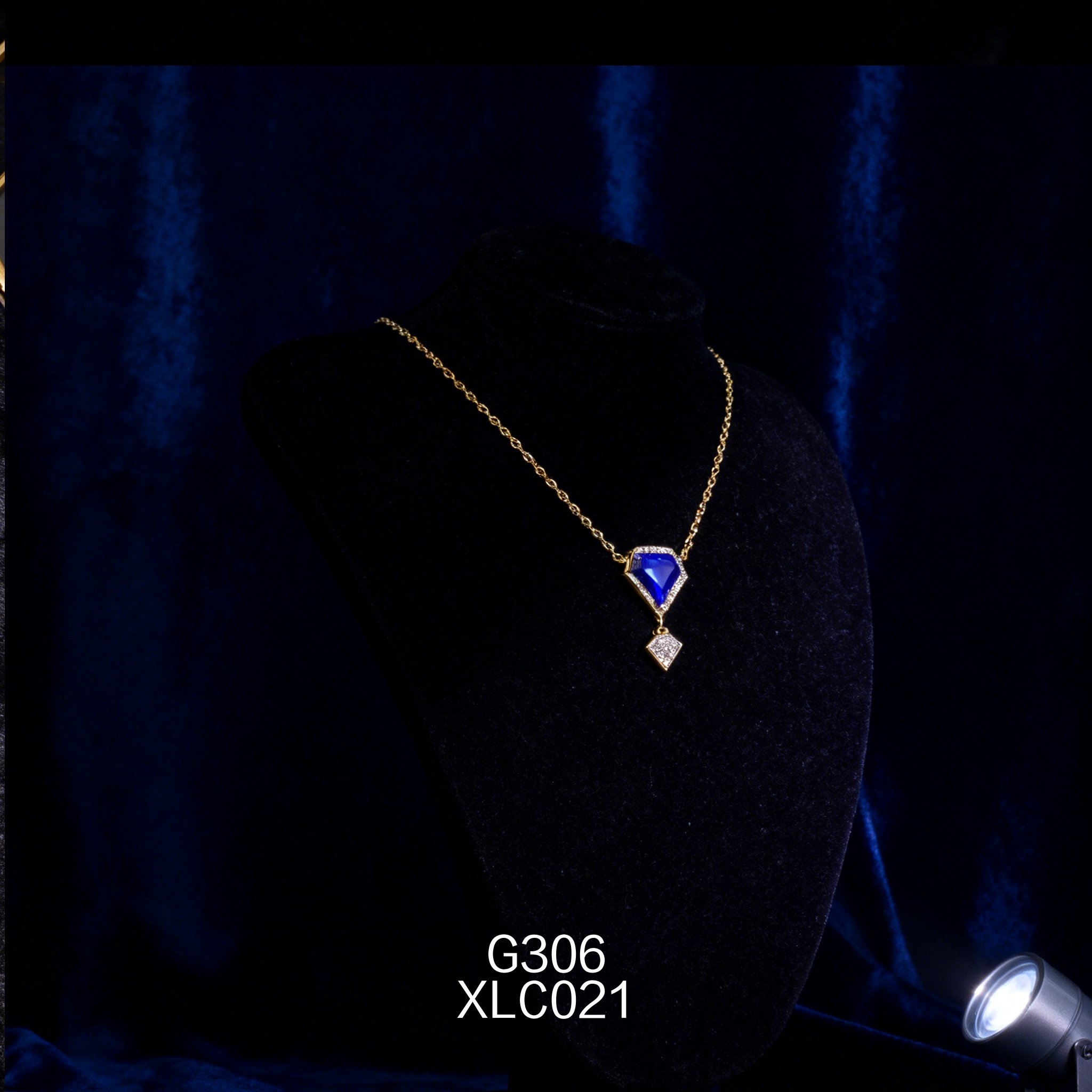 Gold-plated Zirconia 13mm Lapis Lazuli Necklace