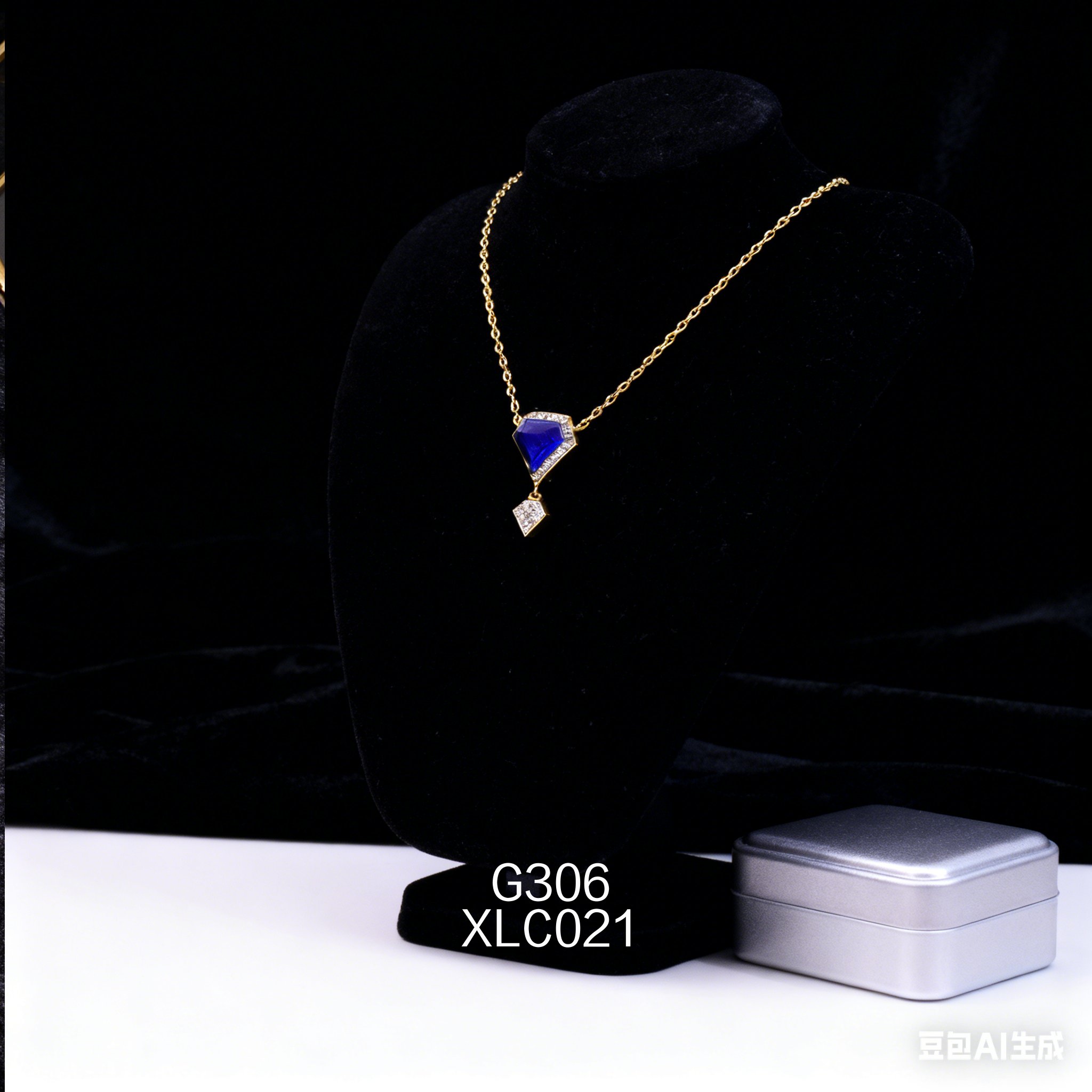 Gold-plated Zirconia 13mm Lapis Lazuli Necklace