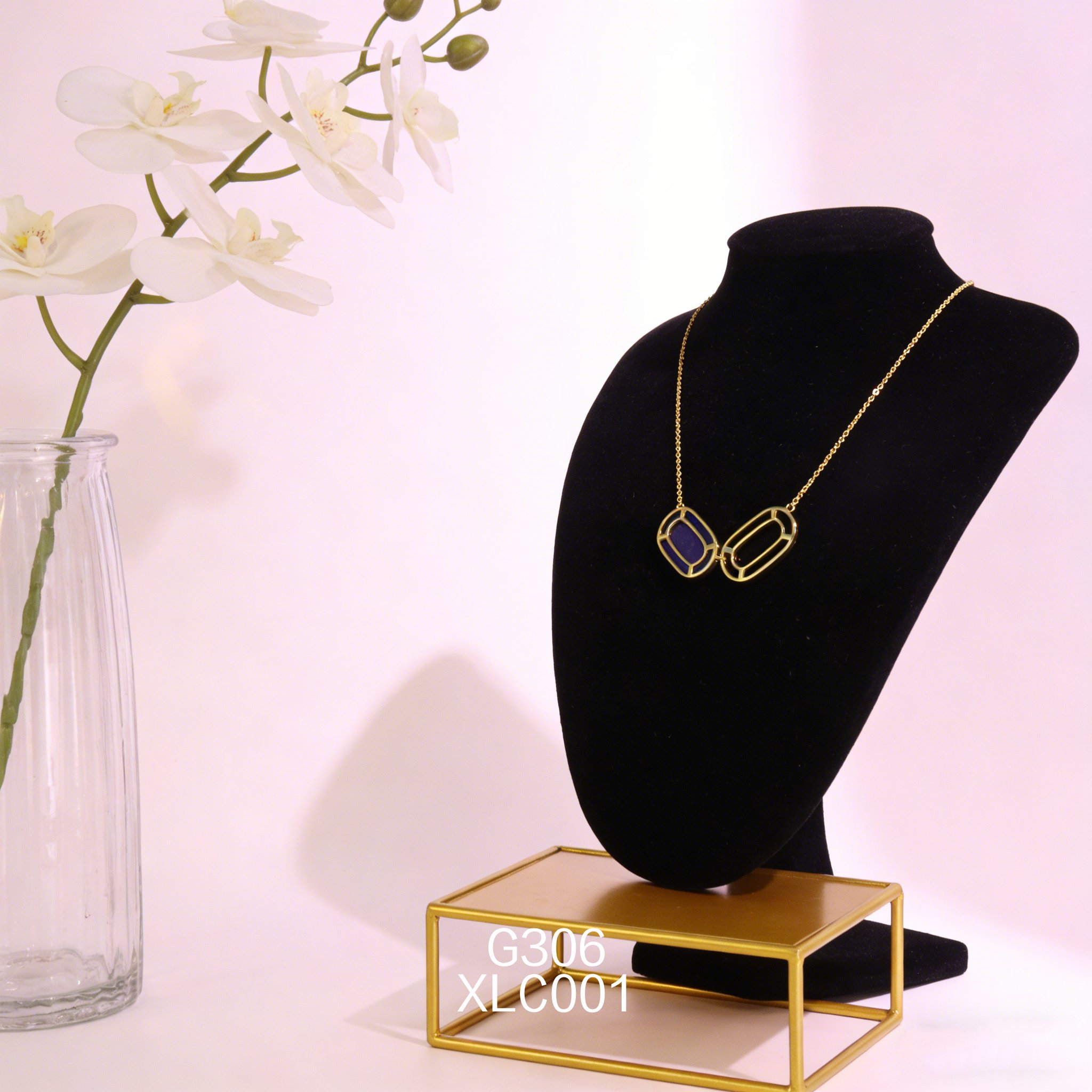 電鍍黃金 13 x 21mm 雙橢圓青金項鍊