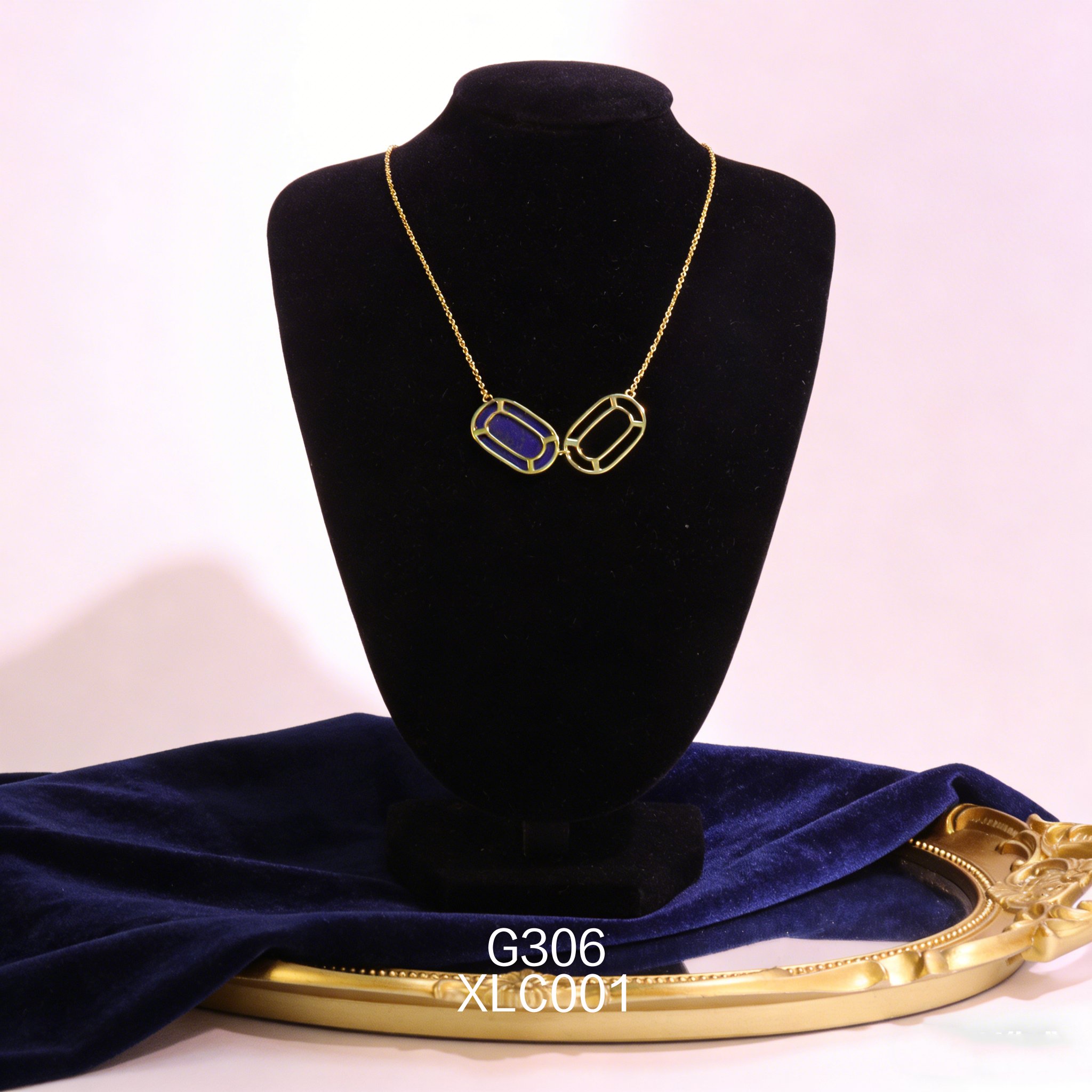 電鍍黃金 13 x 21mm 雙橢圓青金項鍊