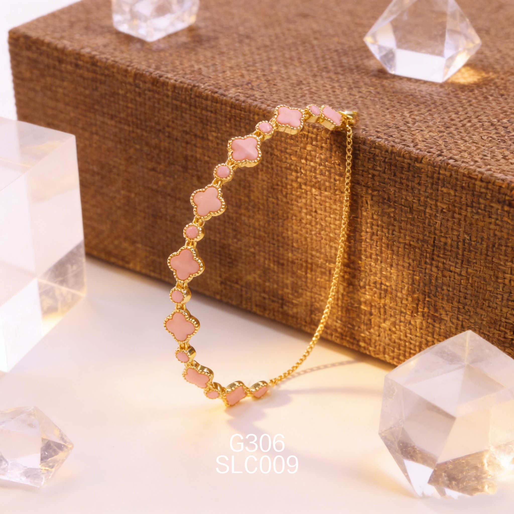 电镀黄金女皇贝幸运草手链