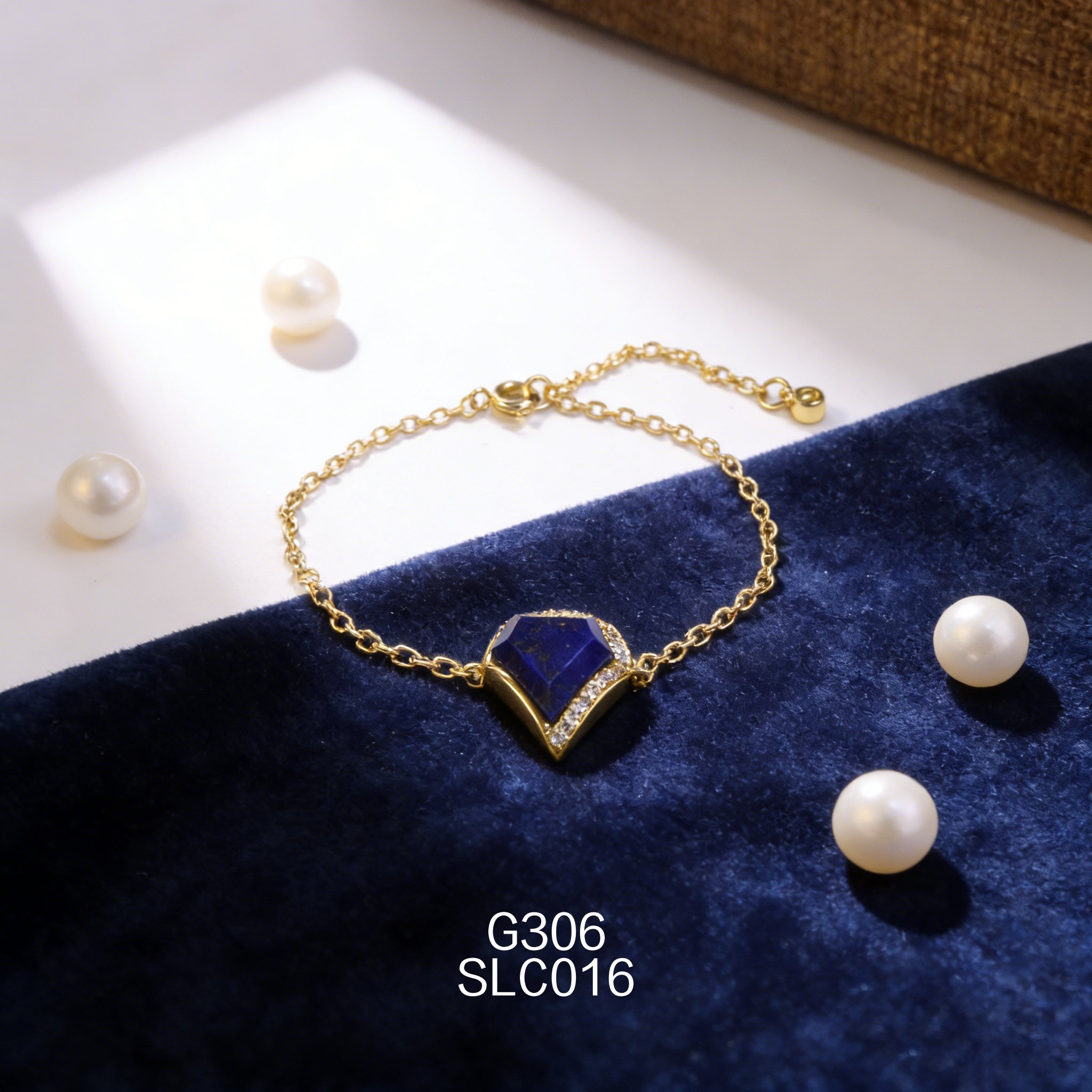 电镀黄金锆石 13mm 青金手链