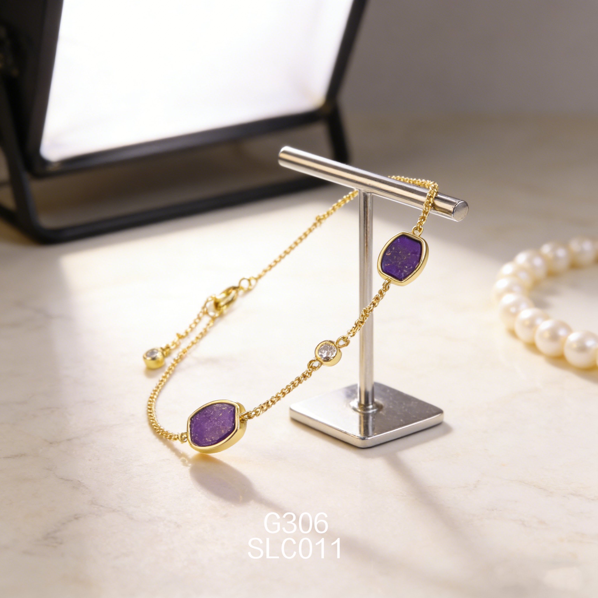 电镀黄金青金石手链