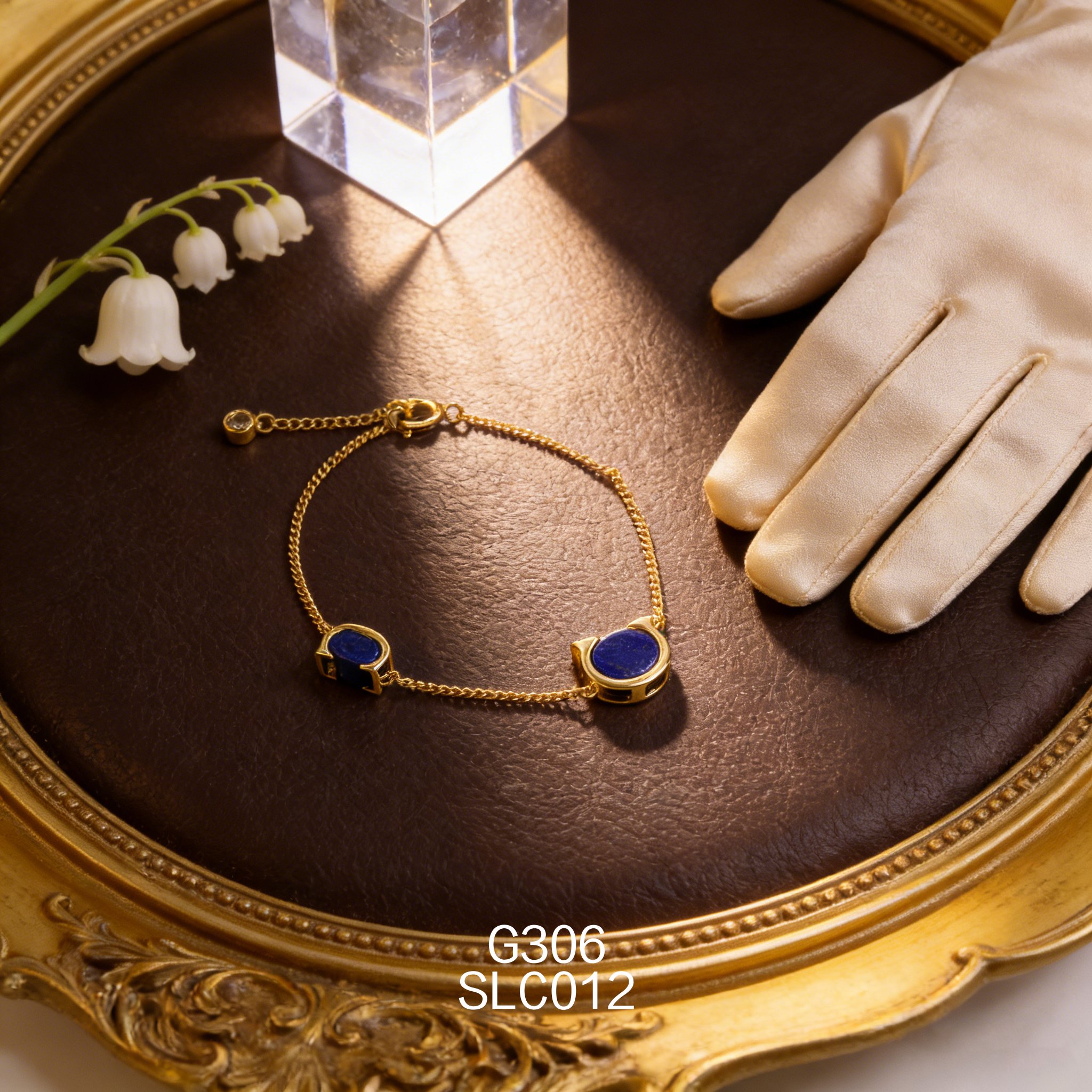 电镀黄金青金双C形手链