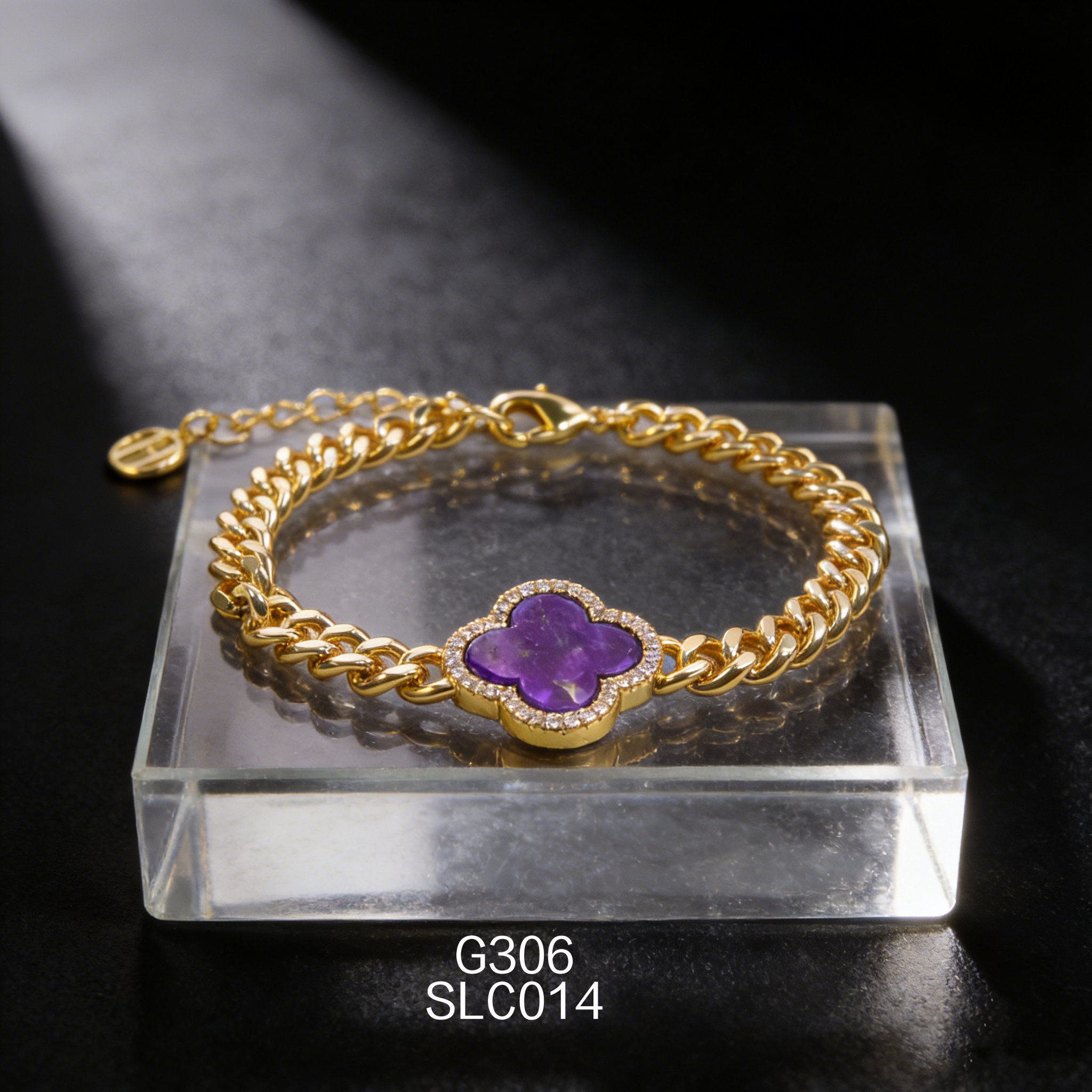 电镀黄金长方形青金石手链