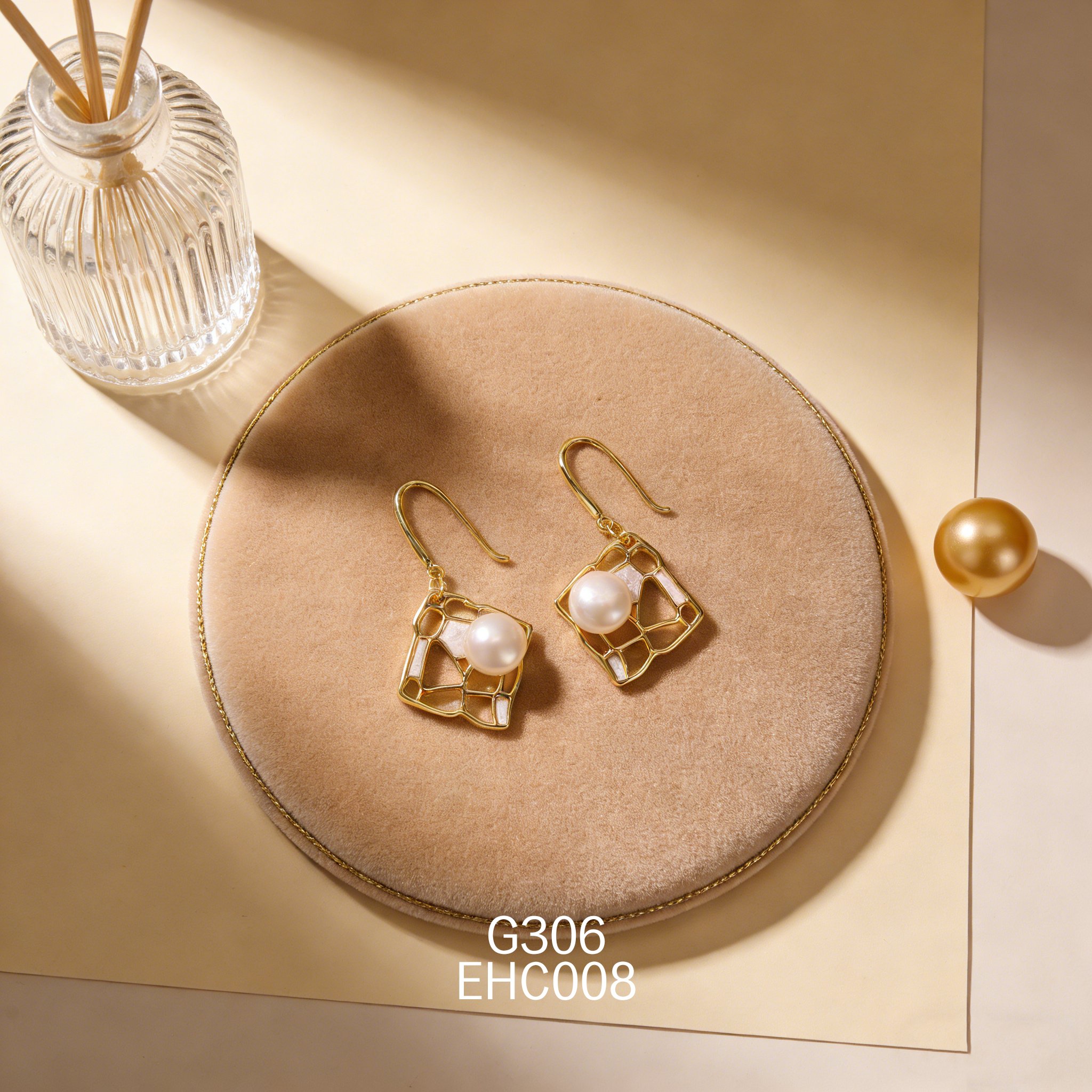 电镀黄金 8085 珍珠耳环