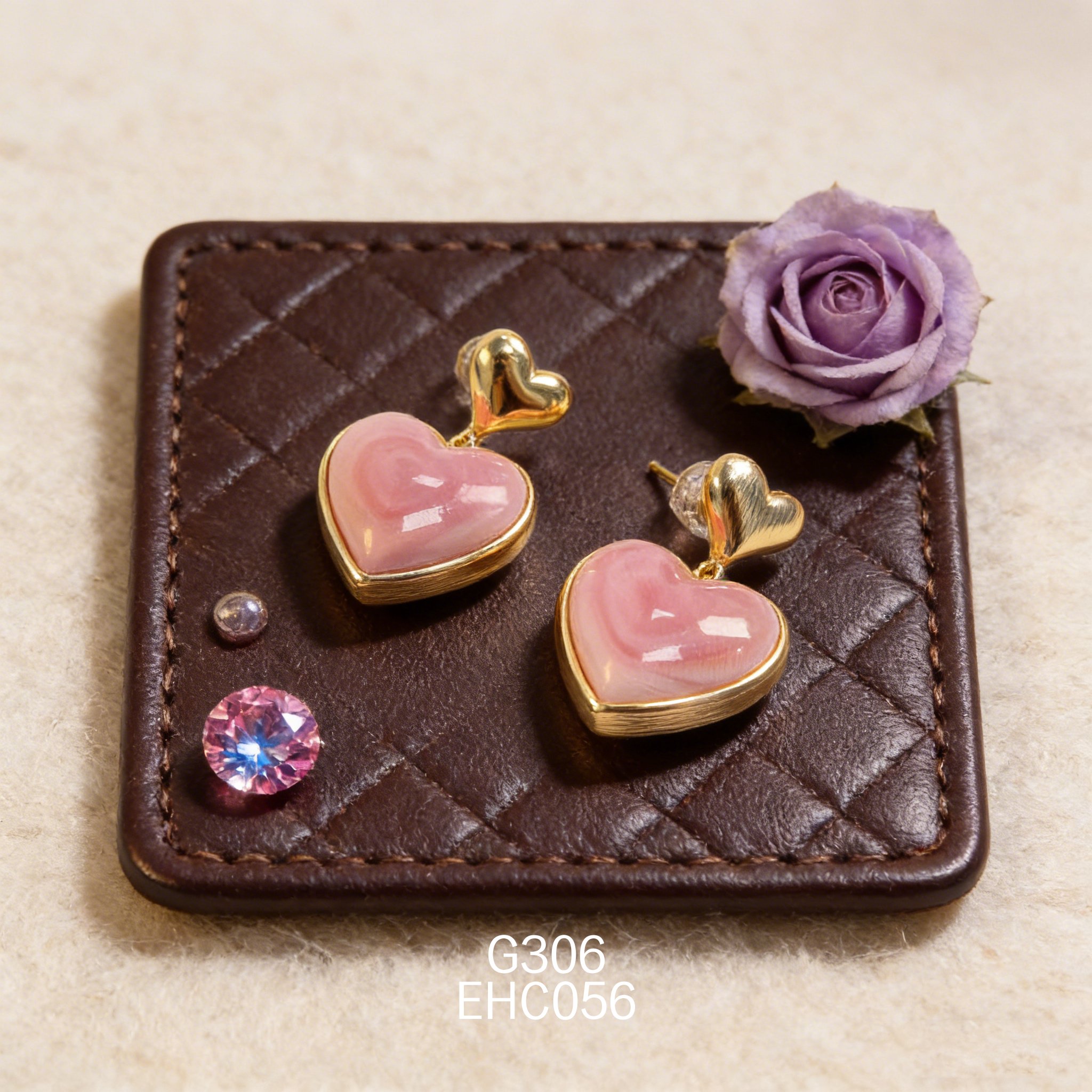 Orecchini placcati oro a Doppio Cuore 14x15mm con Orechia di mare