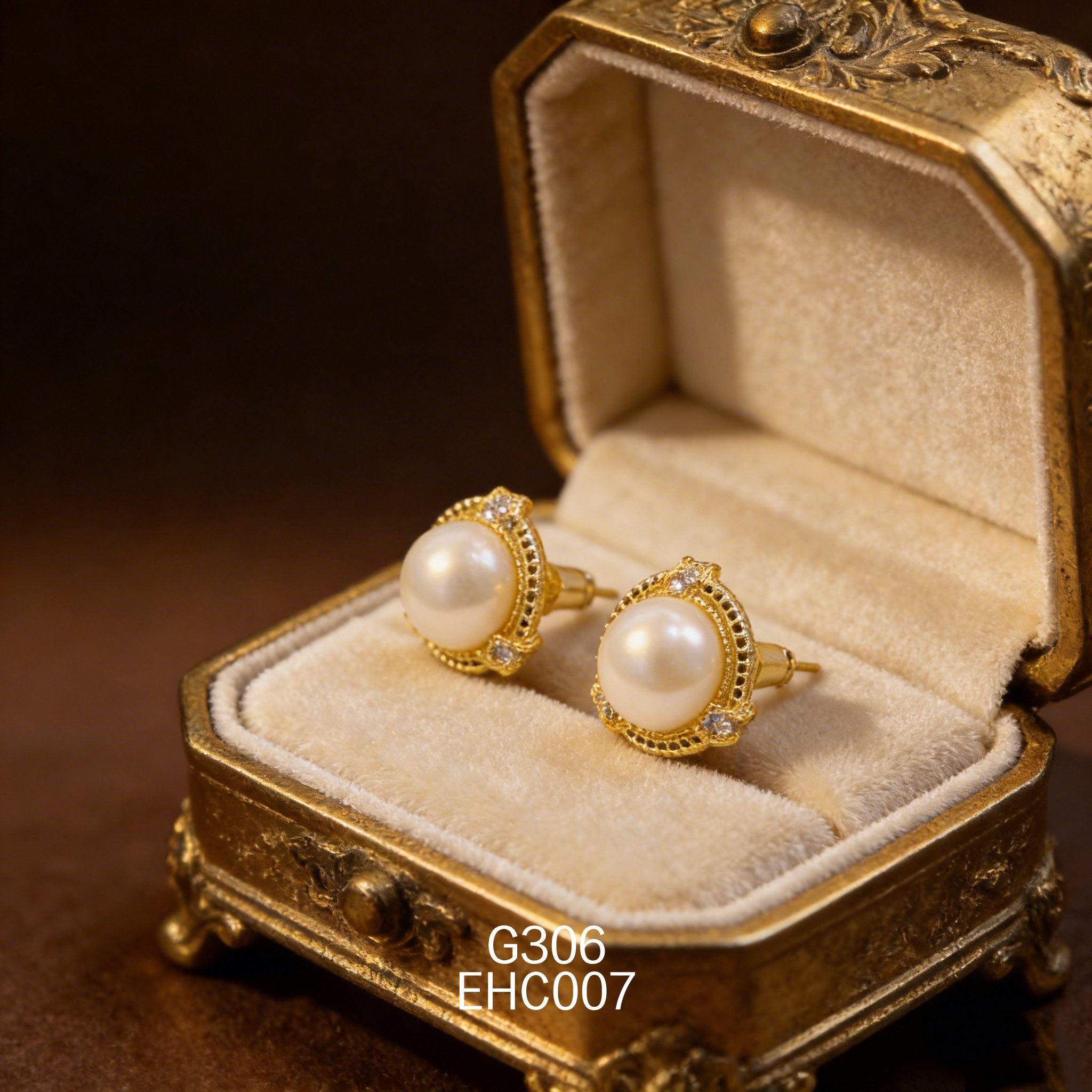 电镀黄金珍珠耳环