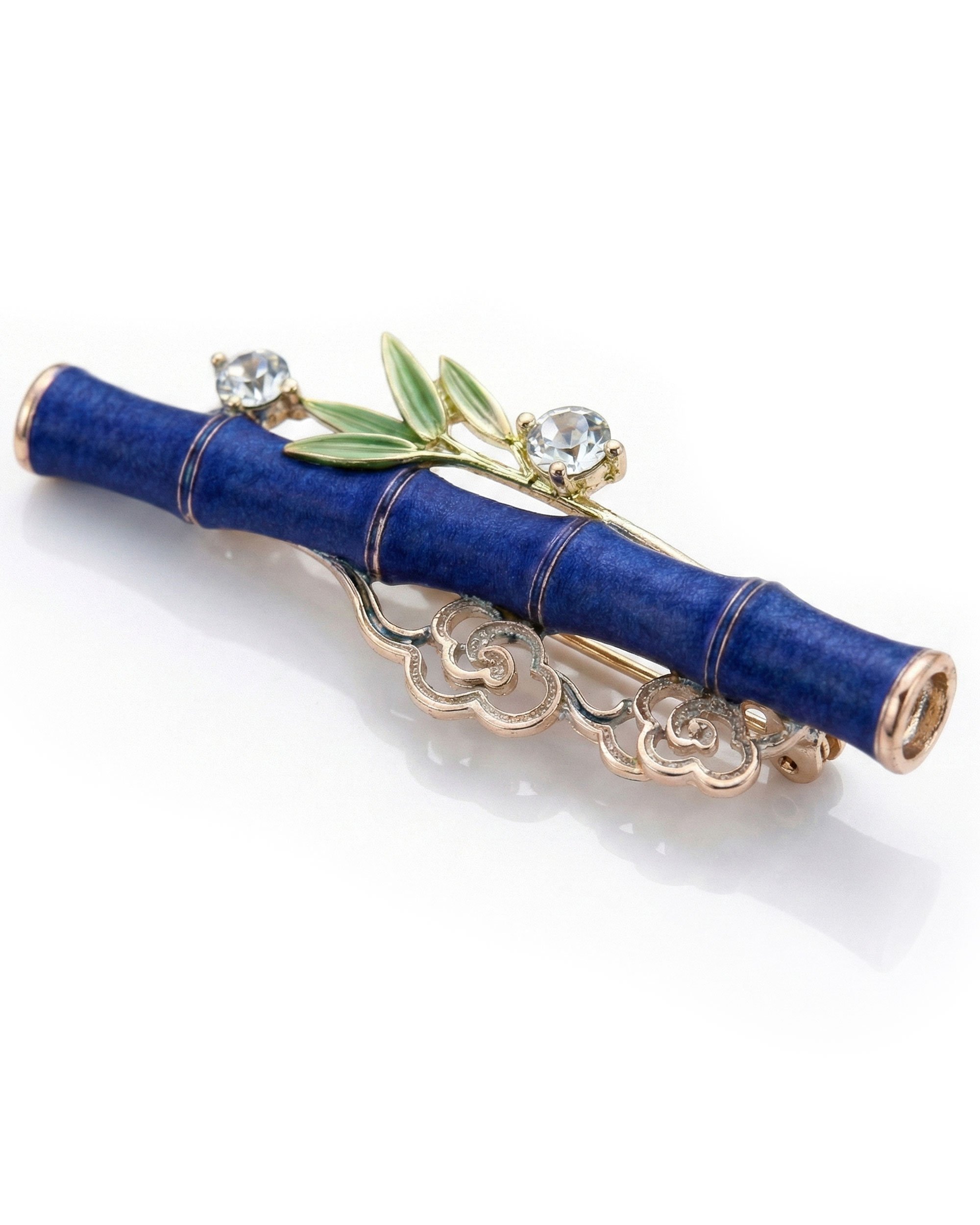 竹雲雅韻珐琅竹節雲紋磁吸胸針